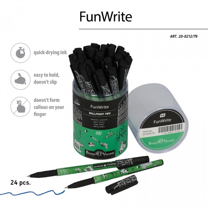 РУЧКА "FunWrite. Романтическое путешевствие. Рим" ШАРИКОВАЯ, 0.5 ММ, СИНЯЯ