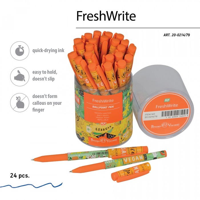 РУЧКА "FreshWrite. Тыквенный пай" ШАРИКОВАЯ, 0.7 ММ, СИНЯЯ