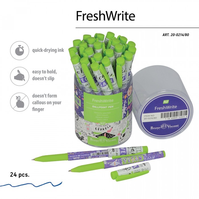 РУЧКА "FreshWrite. Черничный смузи" ШАРИКОВАЯ, 0.7 ММ, СИНЯЯ