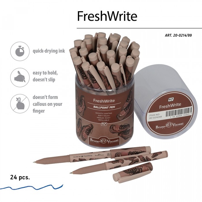 РУЧКА "FreshWrite. Коричневые ботинки" ШАРИКОВАЯ, 0.7 ММ, СИНЯЯ