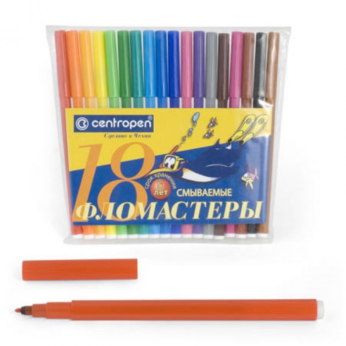 Фломастеры 18цв. 7790/18 ПИНГВИНЫ, СЛОНЫ блистер Centropen