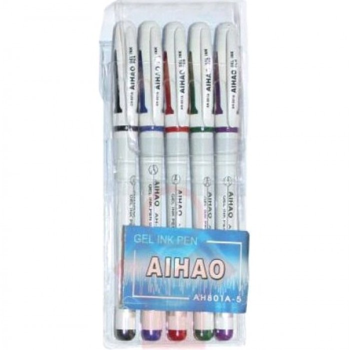 Ручки в наборе гель 5 цв. Aihao 801А-5.5