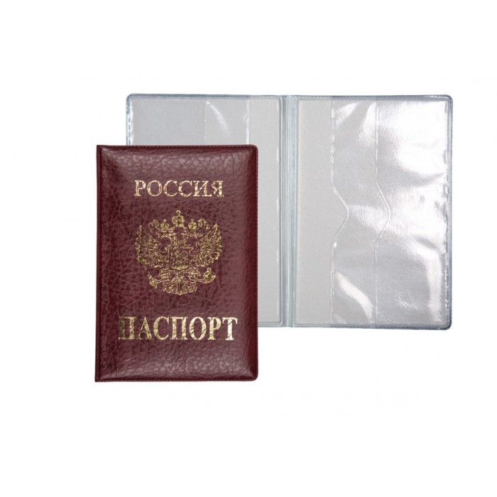 Обложка для паспорта deVente эко кожа с тиснением фольгой, бордовая, пухлая