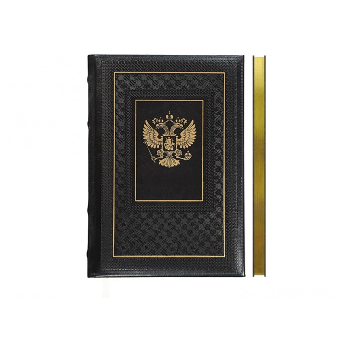 Бизнес блокнот А4 # 120стр deVENTE Symbol черный с гербом кожзам, тв.переплет, кремовая бумага 70г/м