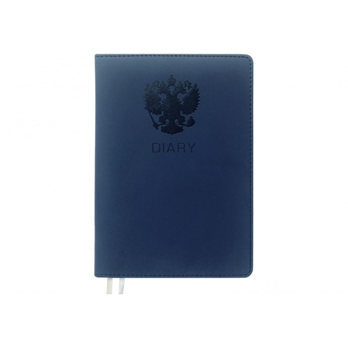 Ежедневник А5 272стр deVENTE Emblem синий кожзам, тв.переплет, кремовая бумага 70г/м
