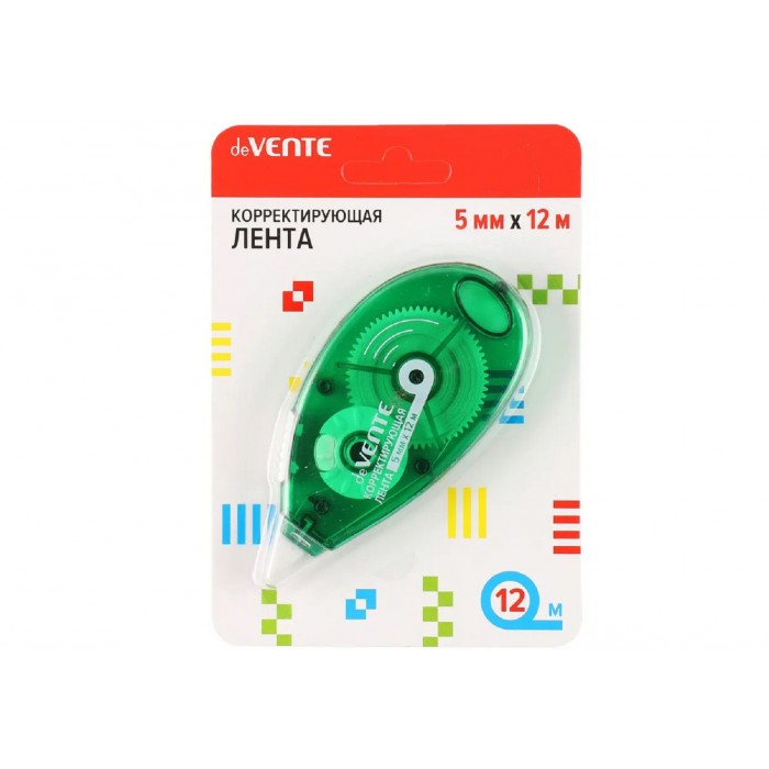 Корректор-лента 5мм*12м deVENTE зеленый полупрозр.корпус