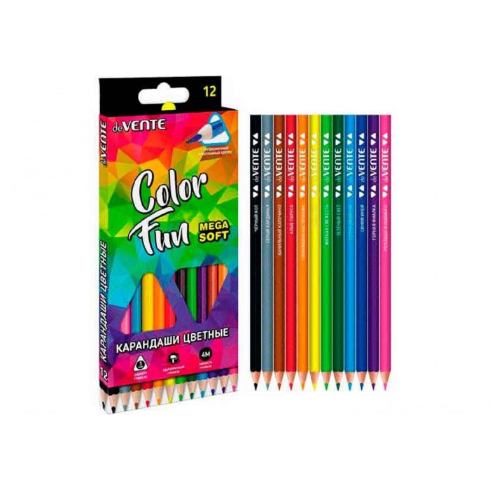 Карандаши 12цв deVENTE Triolino Ultra 4M Color Fun трехгранные, в карт.коробке