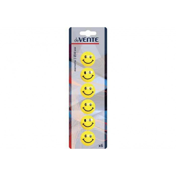 Магнит д/доски 6шт 30мм deVENTE Smile, желтый