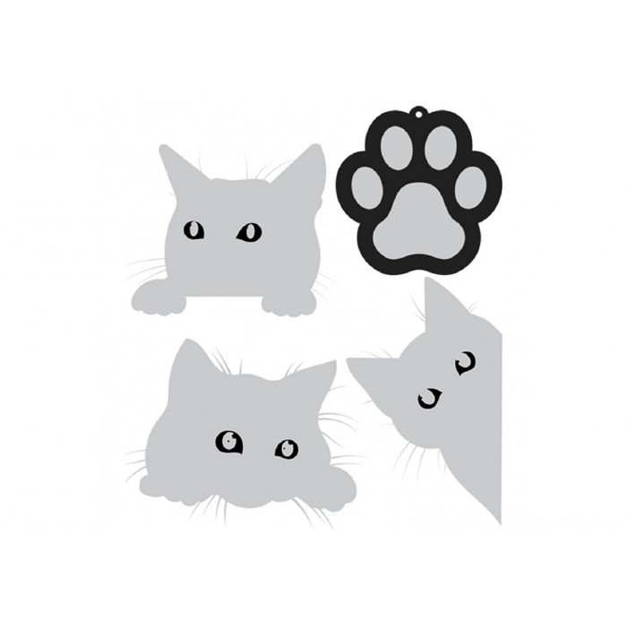 Наклейки 4шт deVente Safe mode Kitten 110*130мм светоотражающие серебристо-белые