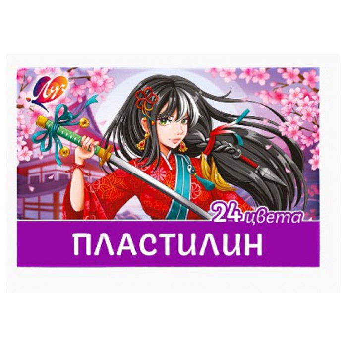 Пластилин 24цв. "Аниме" сиреневый Луч