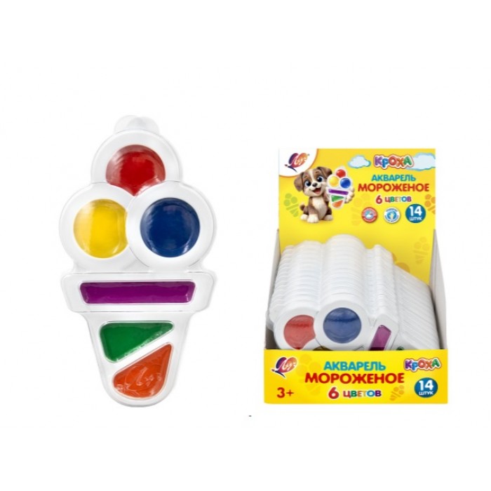 Краски 6цв. акварель ,Кроха, Мороженое, Луч, без кисти