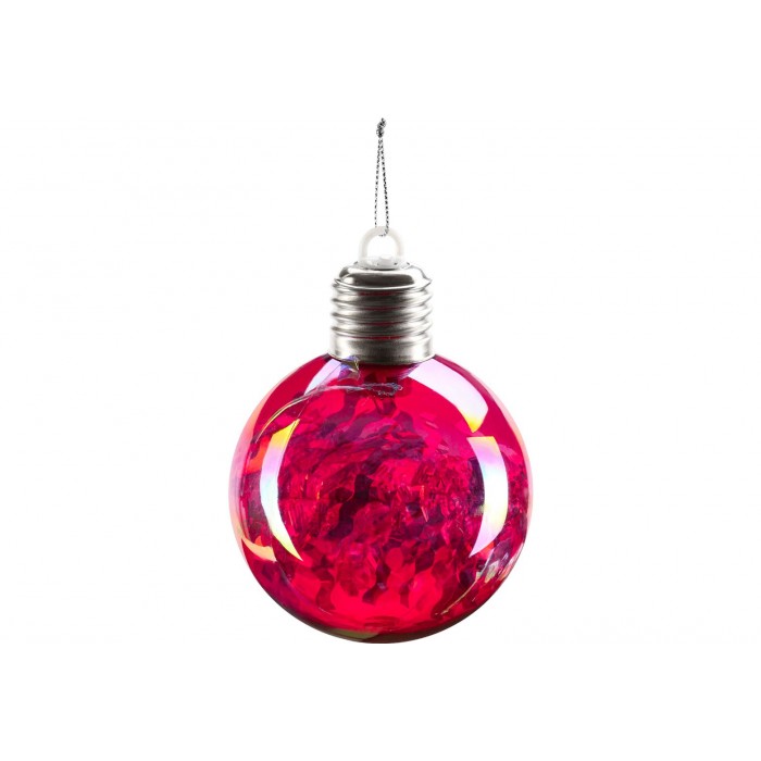 Шар елочный Зимняя ягодка с декором 8см LED