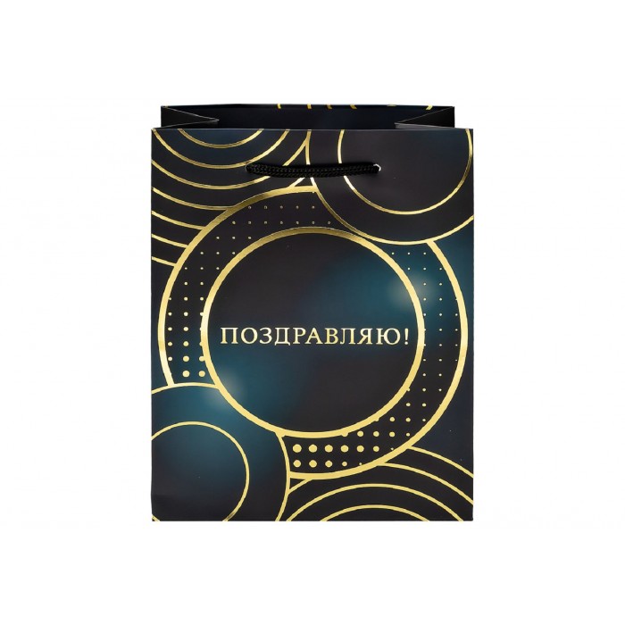 Пакет подарочный Dream Cards Круги мат.лам., тиснение фольгой 18*23*10см