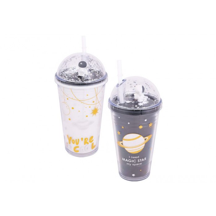 Стакан с трубочкой Космический, в ассортименте, 500 ml СП-5857