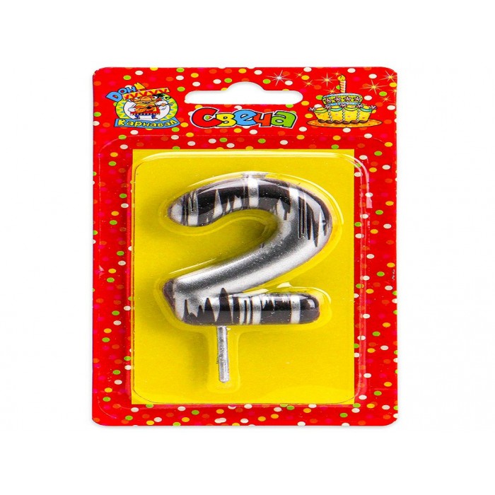 Свеча для торта.Шебби шик, Цифра 2, серебряная С-2501