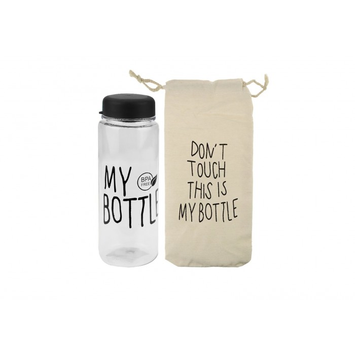 Бутылка для воды, в чехле My bottle Летнее настроение, 600 мл,черная, пластик