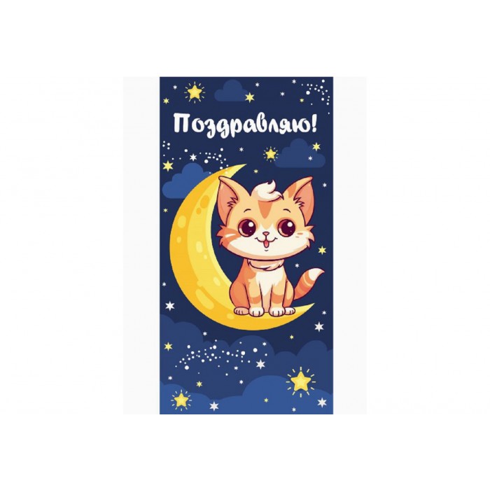 Конверт для денег Optima Поздравляем! кошечка на месяце