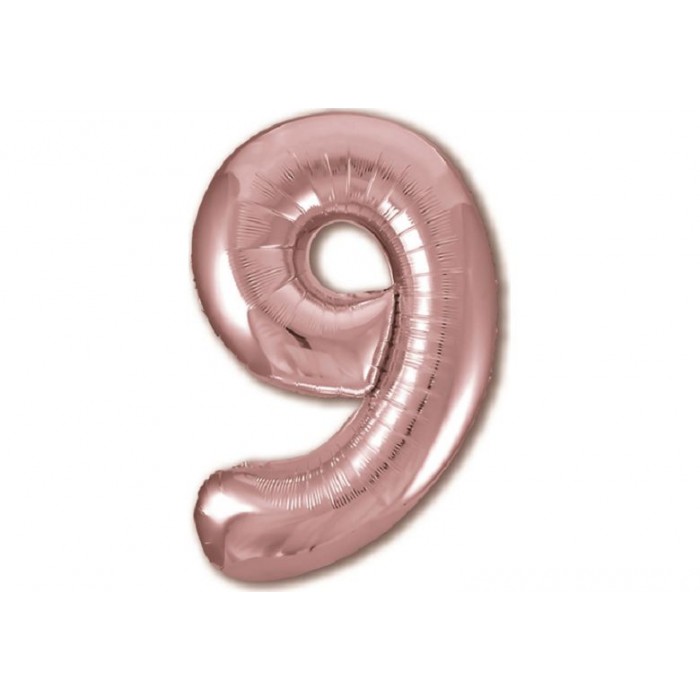 Шар-цифра (фольга) №9 Розовое золото Agura Slim (40'/102см, 1 шт)