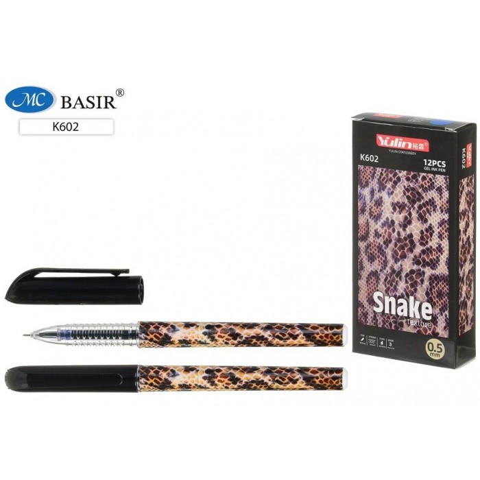 Ручка гелевая "Snake texture"змея 0.5мм синяя игольчатый наконечник