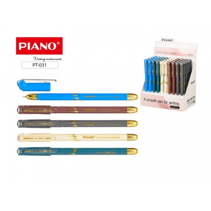 Ручка шар Piano 031 цв.корпус с золотом, синяя 0,5мм маслянная