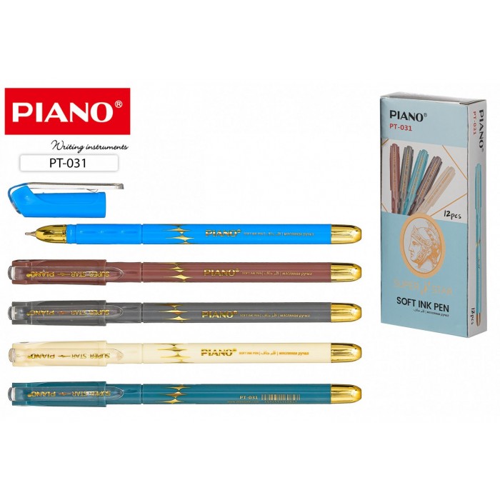 Ручка шар Piano 031 цв.корпус с золотом, синяя 0,5мм маслянная