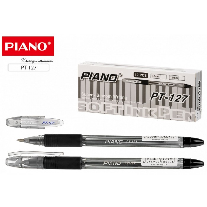 Ручка шар. Piano 127 масляной основе,, резиновый держатель, черная