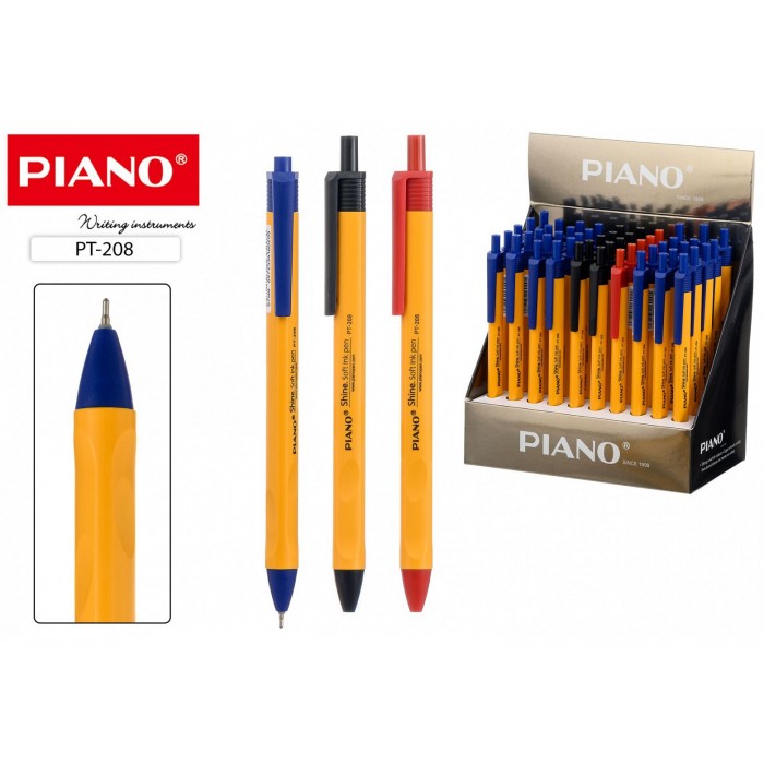 Ручка шар. автомат Piano желтый корпус, 35-синие, 5-красный, 10-черный
