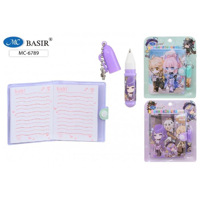 Набор подарочный АНИМЕ(блокнот на кнопке 10,3*8см + ручка мини) Basir