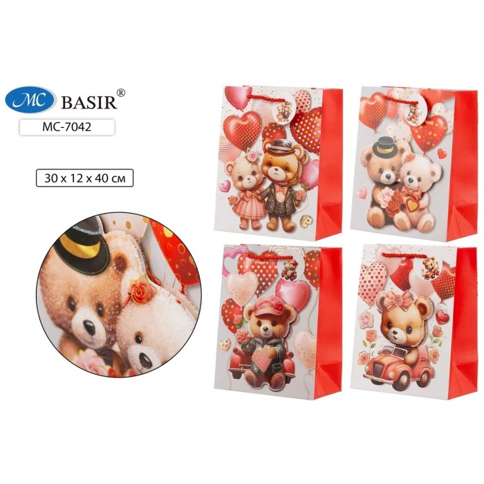 Пакет подарочный МИШКИ 30*12*40см