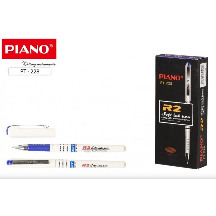 Ручка шар. Piano 228 R2 молочный корпус 0,5 mm синий, металл. клип