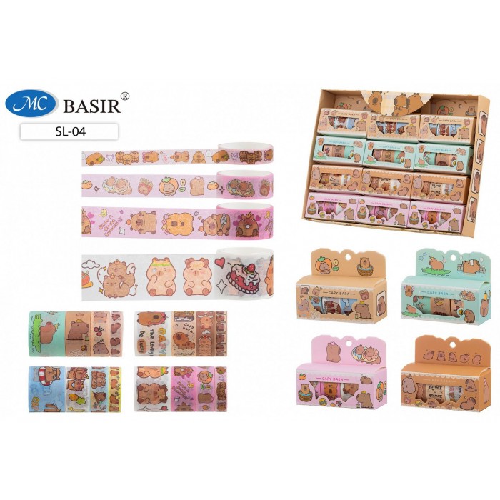 Скотч декор. 4шт КАПИБАРА 15mm, 10mm, 20mm, 30mm