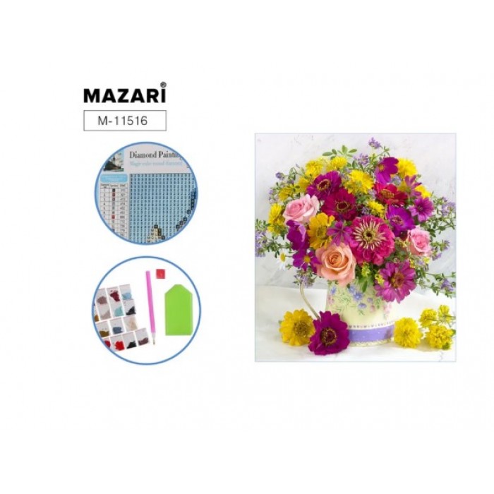 Мозайка алмазная ЯРКИЙ БУКЕТ-2, 25*30 (размер выкладки 20х25 см)