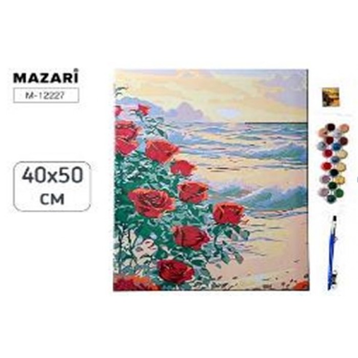 Картина по номерам 40*50см РОЗЫ И МОРЕ
