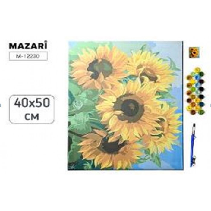 Картина по номерам 40*50см ПОДСОЛНУХИ 1
