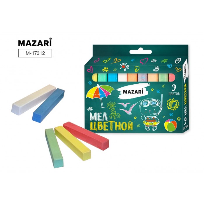 Мел цветной 9цв. карт.коробка MAZARI