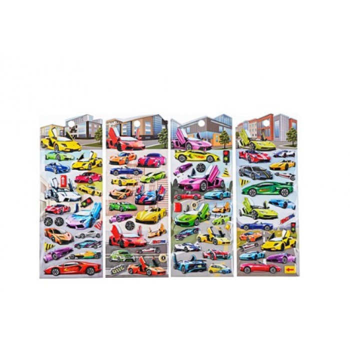 Наклейки декоративные МАШИНКИ, 95*250мм, 4 дизайна, пакет, европодвес