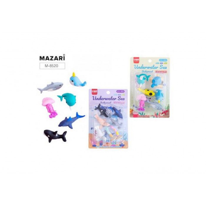 Ластики в наборе фигурный UNDERWATER SEA 7шт