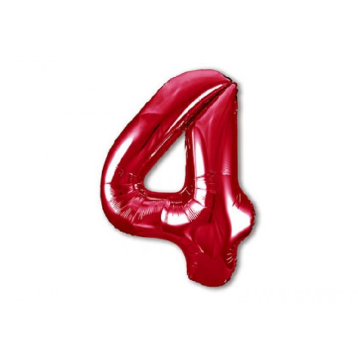 Шар-цифра (фольга) №4 Красный Agura Slim (40'/102см, 1 шт)
