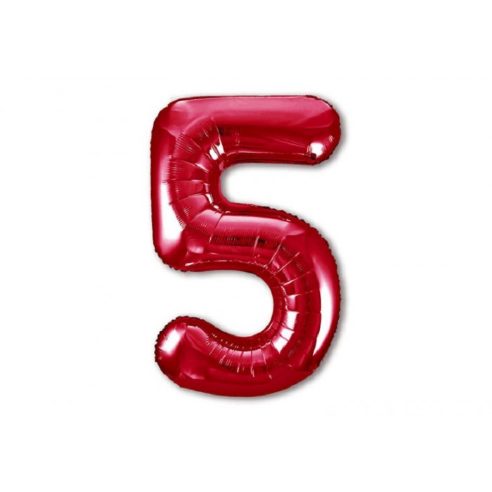 Шар-цифра (фольга) №5 Красный Agura Slim (40'/102см, 1 шт)