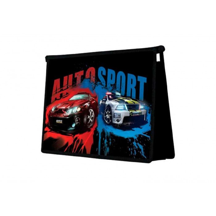 Папка д/тетрадей А4 пластик, молния сверху,дизайн AUTO SPORT 2023