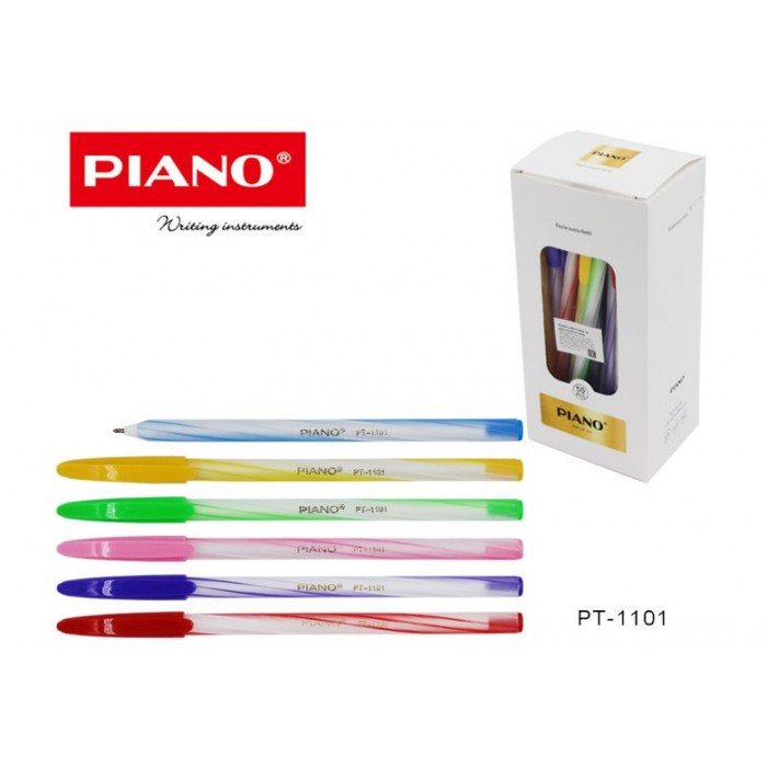 Ручка шар. Piano 1101 синяя 0,7мм на масляной основе, бел.корпус