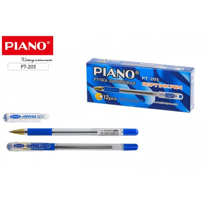 Ручка шар. Piano 205 GOLD на масляной основе, прозрачный, синяя