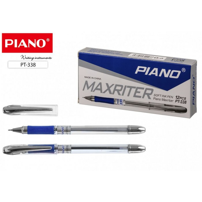 Ручка шар. Piano 338 Maxriter синяя, 0,5мм на масл. основе, игольч. наконечник, серебристый клип
