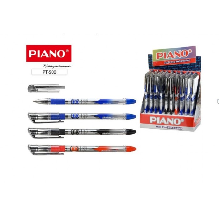 Ручка шар Piano 500 Tubtle корп пласт с рис, наконечник игольч.,3 цв.- 35шт.-синих, 10шт.- черных, 5