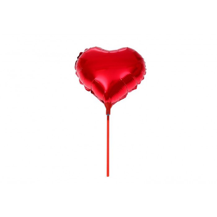 Шар фольгированный Сердце 10" с палочкой,красный