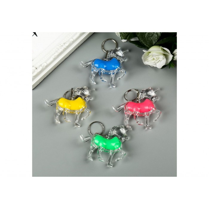 Фонарик свет на кольце Единорог, мигает 6*2*6,5см