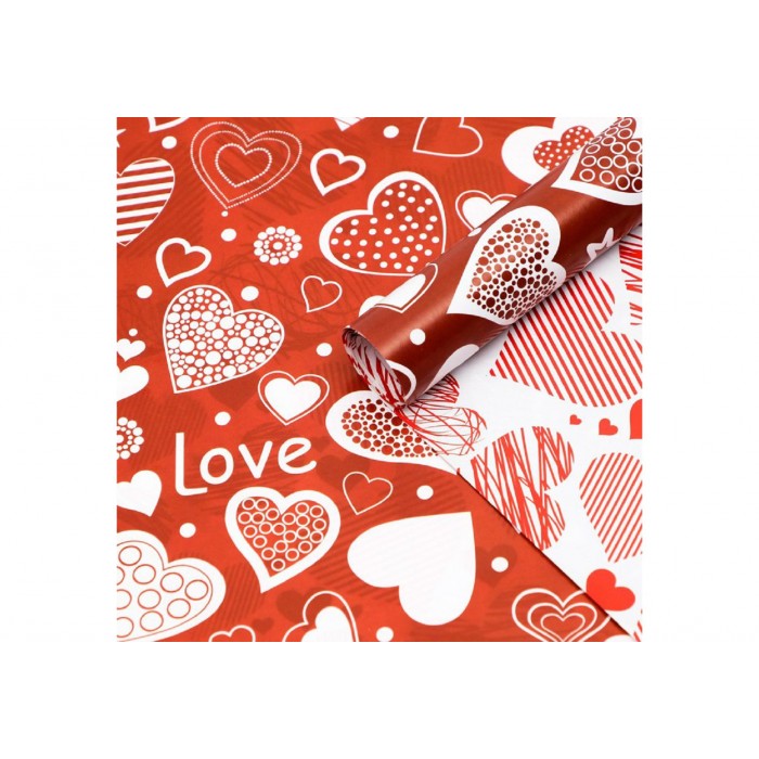 Бумага упаковочная глянцевая 70*100см "Love" двухсторонняя