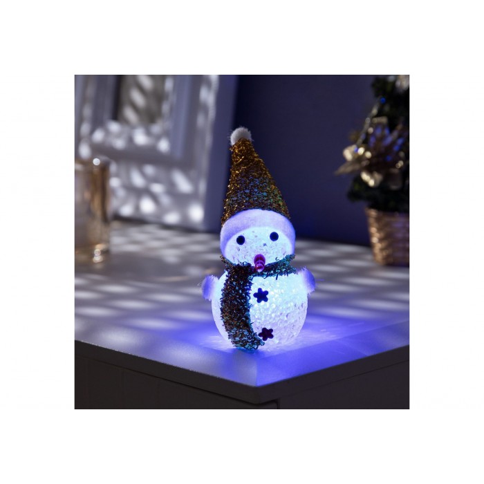Светодиодная фигура Снеговичок в золотистом 8см 1LED
