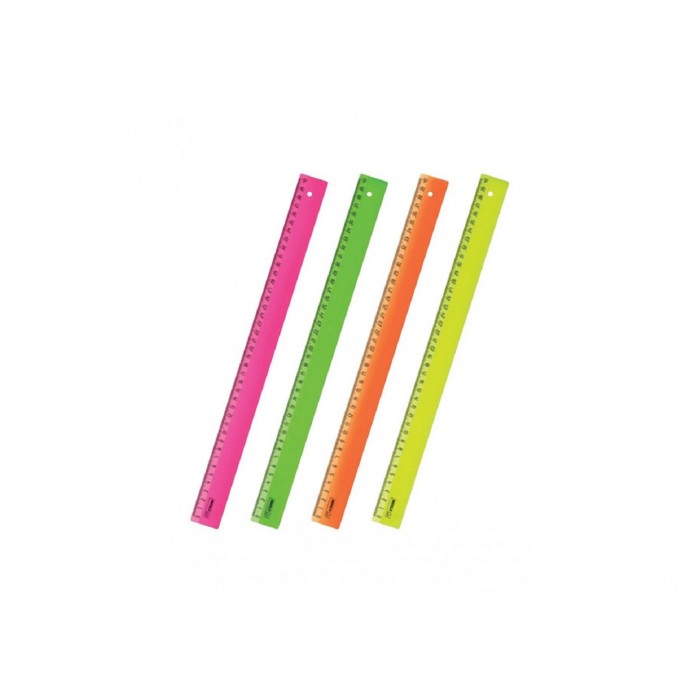 Линейка 40см "Neon"пластик непрозрачная, неоновая, ассорти
