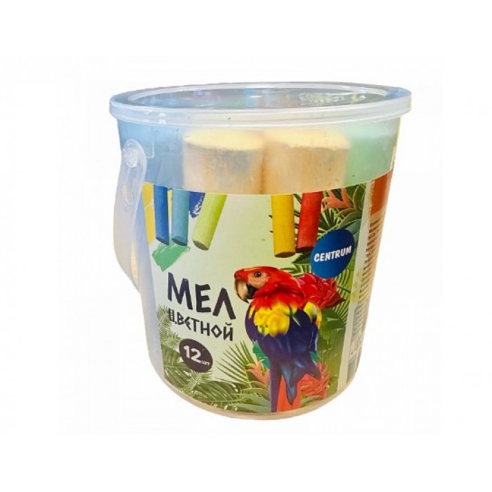 Мел цветной 12шт JUMBO, утолщенные, в ведре